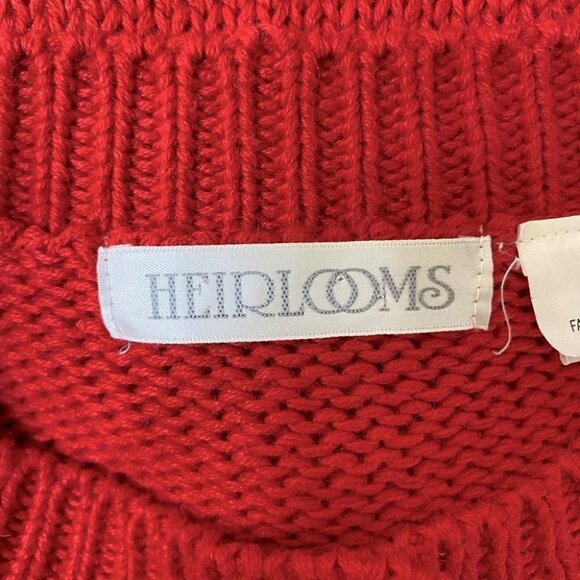 Vintage Heirlooms Red Knit Cardigan With School Activity Appliqué S - Picture 6 of 16